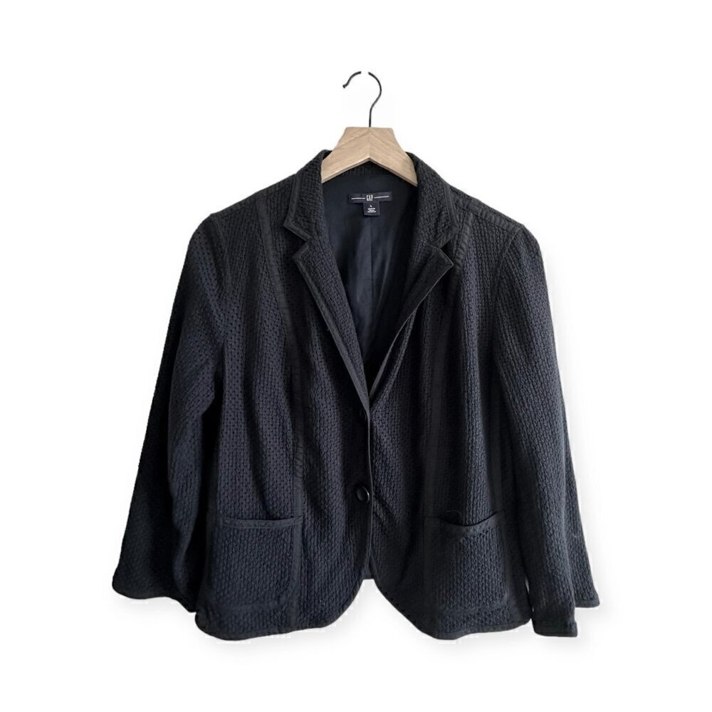 Gap Cotton Eyelet Blazer Jacket, Navy Blue, Size L